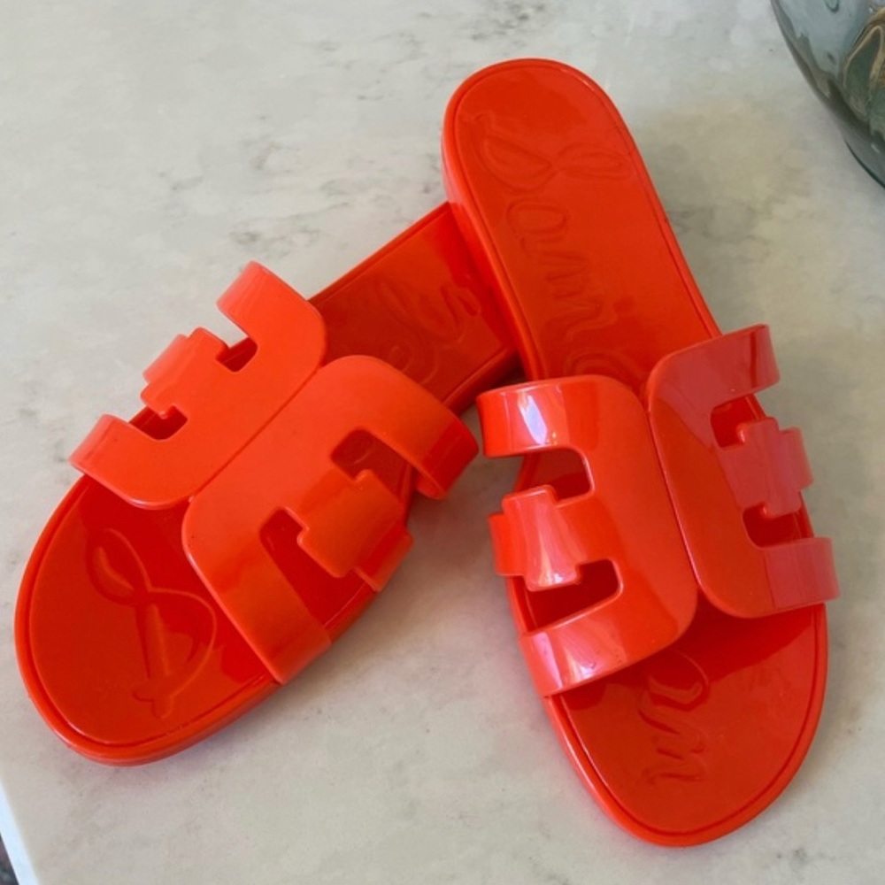 Sam Edelman Bright Orange Jelly Slide Sandals